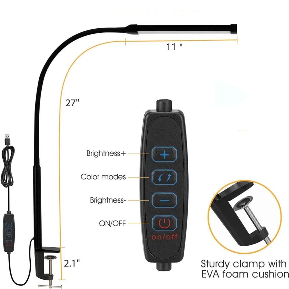 

Настольная лампа DVOLADOR с креплением-прищепкой 3 режима 10 уровней яркости