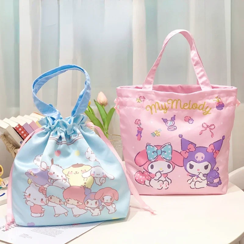 

Portable Cute Drawstring Bag Lunch Bag Corner Biological Big Lunch Box Bag Cartoon Mommy Satin Cosmetic Bag
