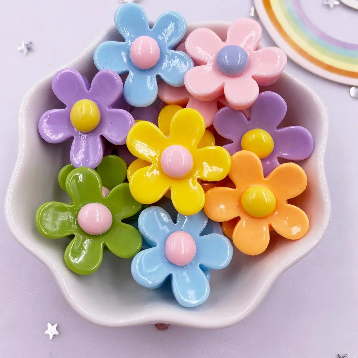 Смешанная смола красочная окрашенная лаковая лак цветок плоская задняя часть