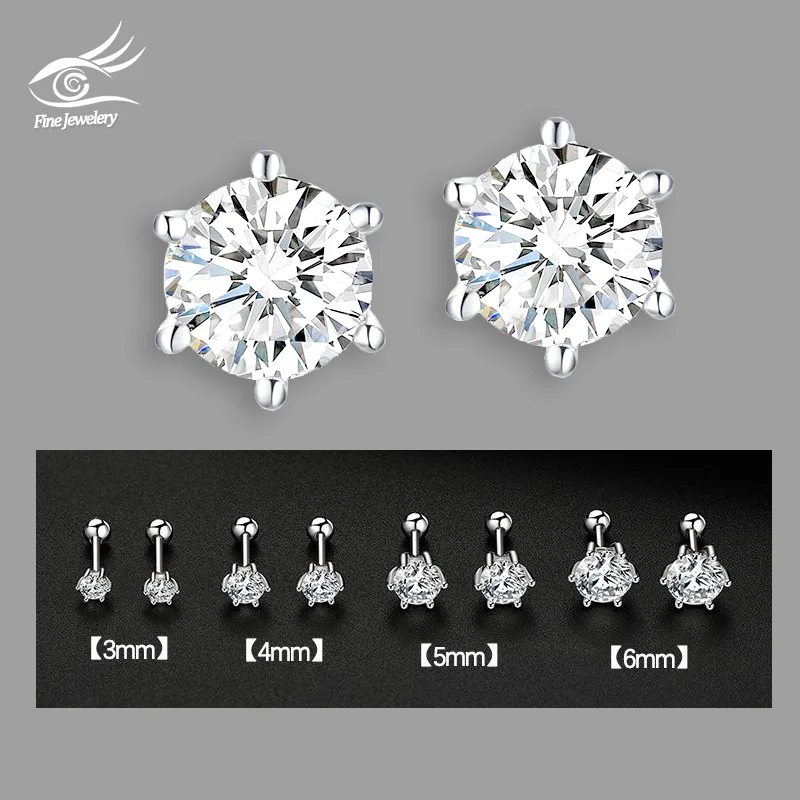 

100% Real 925 Sterling Silver Jewelry Women Fashion Cute Tiny Clear Crystal CZ Stud Earrings Gift for Girls Teens Lady