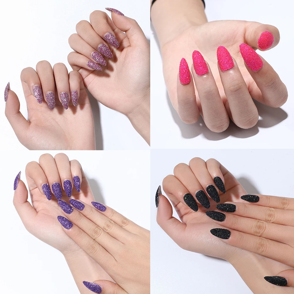

24Pcs Hot Overhead Women False Nails Glitter Stiletto Shape Fake Nails Ladies