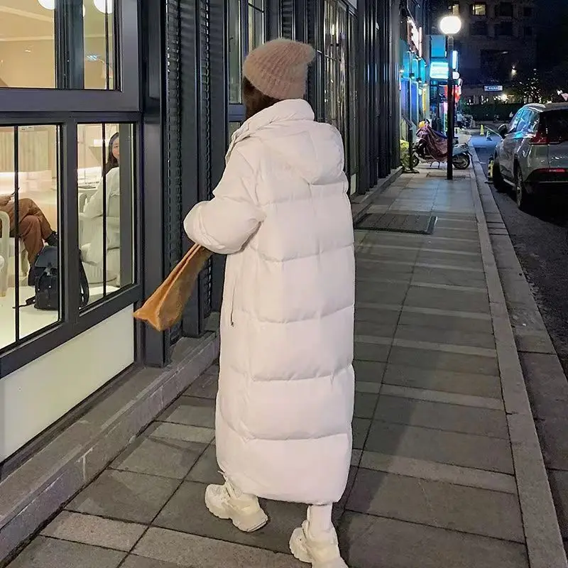 Makaka- New Solid Color Long Straight Winter Coat Casual Women Parkas Clothes Hooded Stylish Winter Jacket Female Outerwear