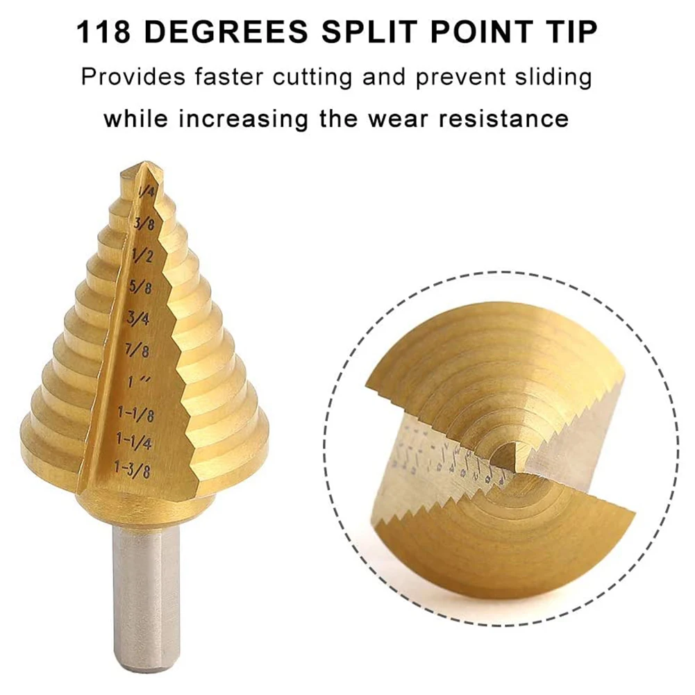

1pc 80mm Step Drill Bit Drilling 5-35mm Split Point Tip 118 Degrees 10 Steps For Home DIY Building Engineering Bits Power Tools
