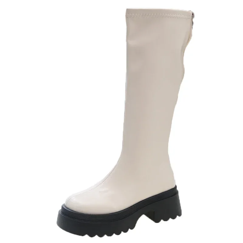 Женские высокие сапоги на платформе повседневные Прогулочные до колена молнии