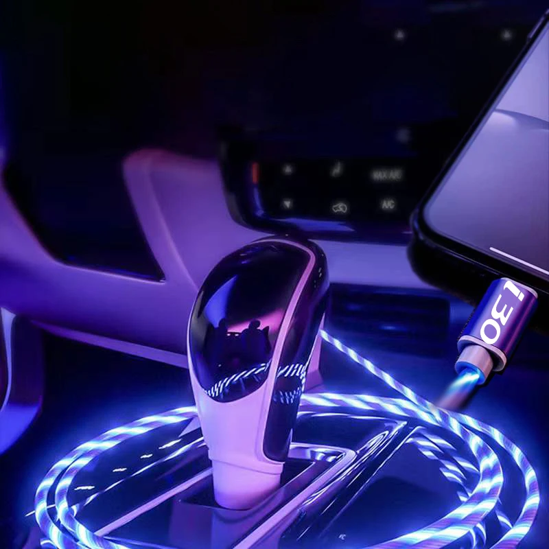 Светодиодный светящийся провод USB Тип C кабель Быстрая зарядка для телефона