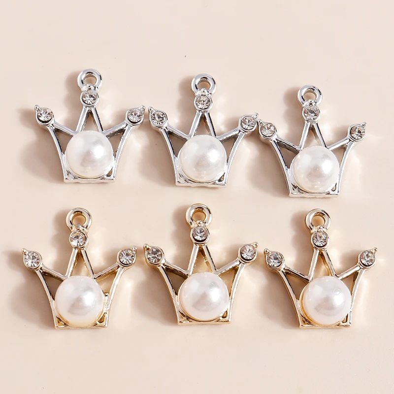 

10pcs 16x18mm Elegant Pearl Crown Charms for Making Women Fashion Earrings Pendants Necklaces DIY Keychains Jewelry Findings