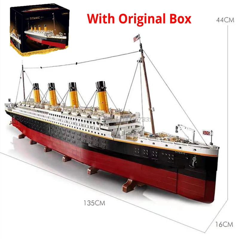 With Original Box 9090Pcs Movie Titanic Large Cruise Boat Ship Model Building Blocks Bricks Diy Toys Children Boys Gift 10294