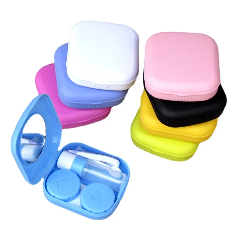 

Portable Contact Lens Case with Tweezer Solution Bottle Contacts Applicator Lens Holder Built-in Mirror Contact Lens Box Kit