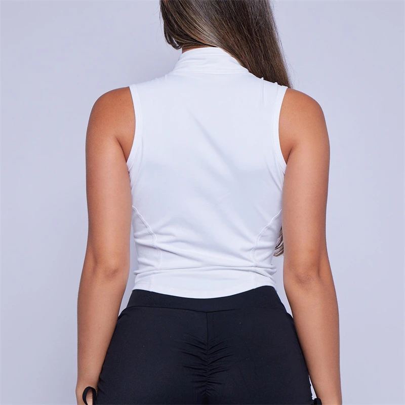 Брендовые утягивающие топы без рукавов на молнии женские спортивные рубашки для