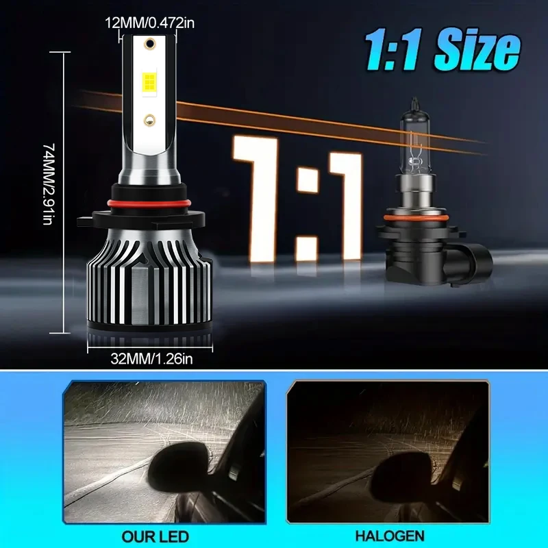 2/6 шт. светодиодные фары 30000LM Canbus H11 HB3 автомобильные передние H8 противотуманные