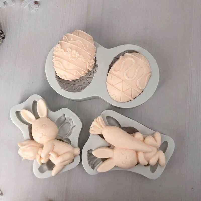 

1Pcs Easter Rabbit Fondant Silicone Mold Carrot Cake Decorating Tools Chocolate Cookies Baking Mould Egg DIY Epoxy Mold