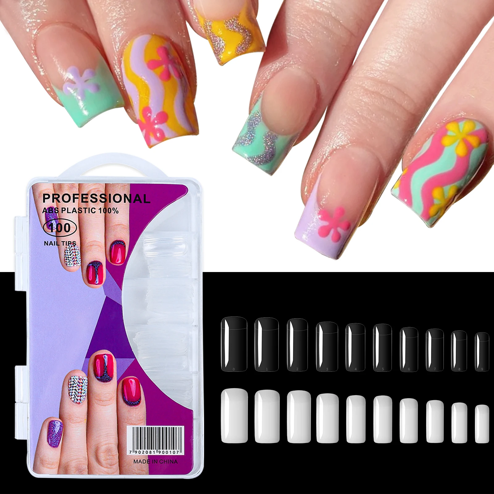

100PCS/Box Fake Nails Half Cover Nail Tips Short Nail Extension DIY Nail Art Press On Nail Accessories Nails Transparent Natural