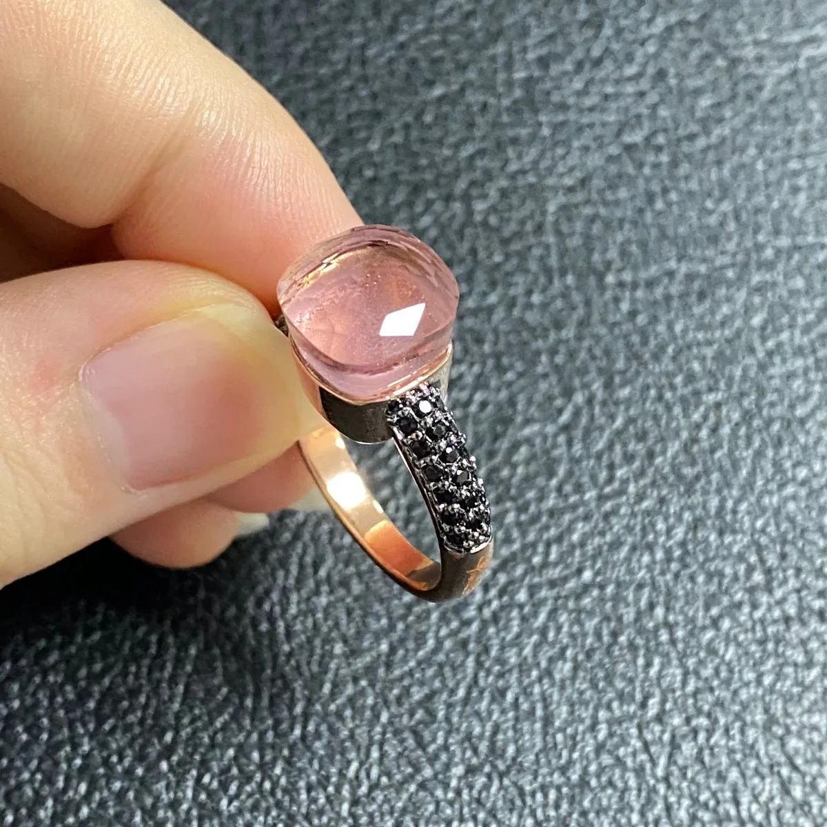 Кольцо Nudo 10 6 мм с инкрустацией из черного циркона и покрытием черным пистолетом