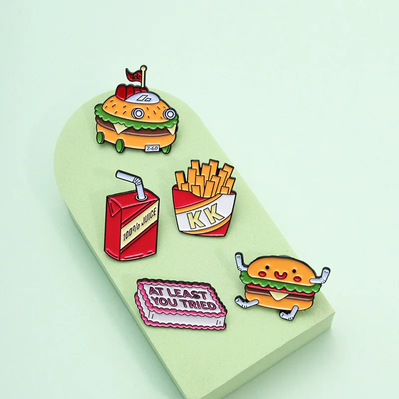 Милая коллекция фаст-фуда эмалированные булавки на заказ Live Fast картофель фри