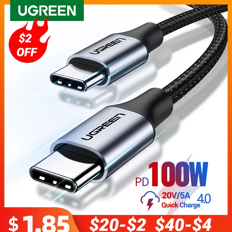 UGREEN 100W USB Type C To USB C Cable For Macbook iPad Samsung Xiaomi PD Fast Charging Charger Cord 5A E-Marker Chip Fast USB C
