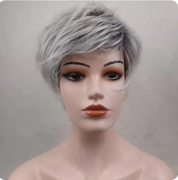 Синтетические женские короткие прямые волосы с эффектом омбре парик челкой