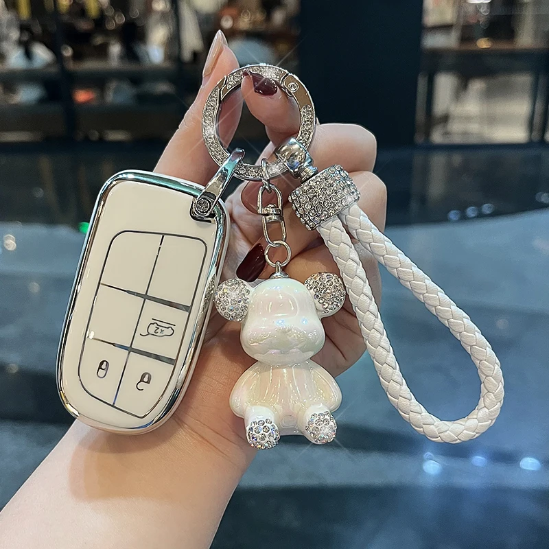 

Чехол для автомобильного ключа из ТПУ, защитный брелок для Jeep Renegade Compass Grand Cherokee для Chrysler 300C Wrangler Dodge, 3-кнопочный