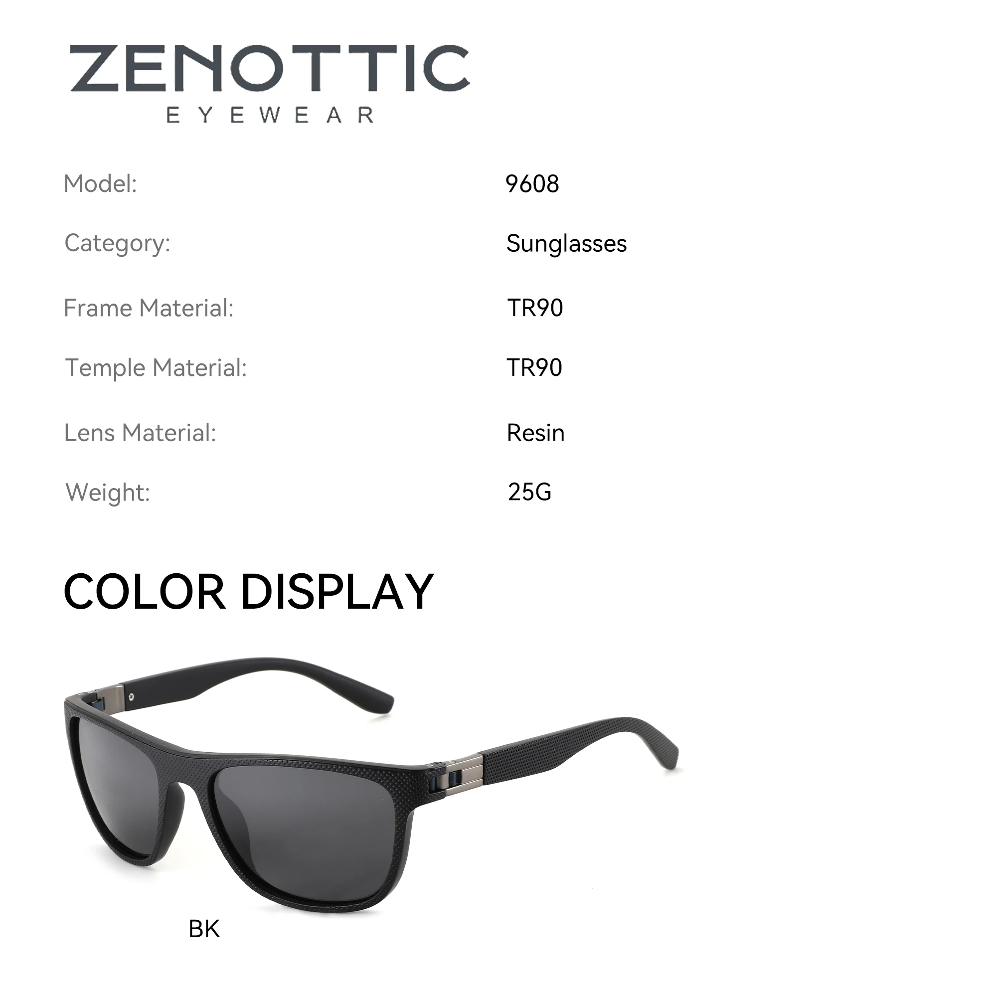 Фото Солнцезащитные очки ZENOTTIC (размер L) с поляризацией, квадратной оправой TR90, для мужчин, с защитой от УФ400, оптические, для коррекции близорукости №4