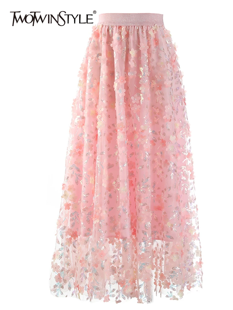 

Женская юбка с цветочным принтом TWOTWINSTYLE, разноцветная юбка средней длины с высокой талией и пайетками на лето 2022