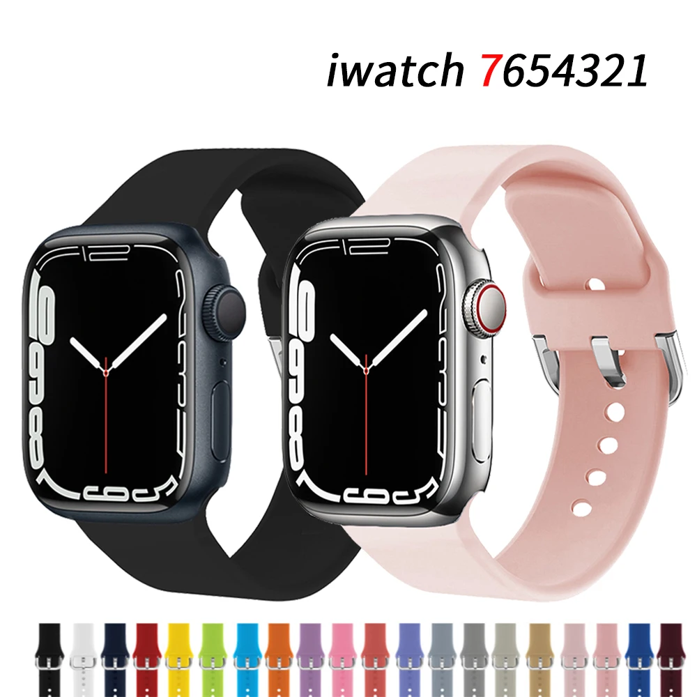 

Ремешок резиновый для Apple Watch band 44 мм 40 мм, браслет для iwatch series 7Se654321 42 мм 38 мм, аксессуары для наручных часов