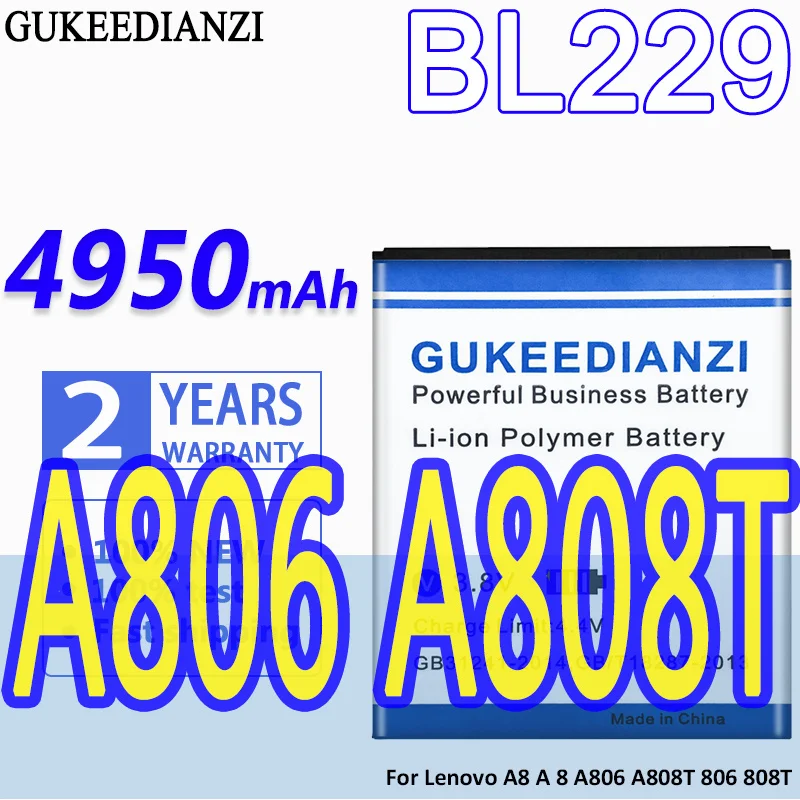 BL229 100% новый 4950 мАч литий-ионный аккумулятор для Lenovo A8 A 8 A806 A808T 806 808T сменные батареи