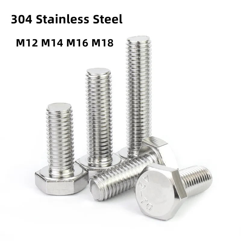 

1pcs M12 M14 M16 M18 A2-70 304 Stainless Steel Metric Thread DIN933 Outside Hex Head Bolt External Hexagon Head Screw