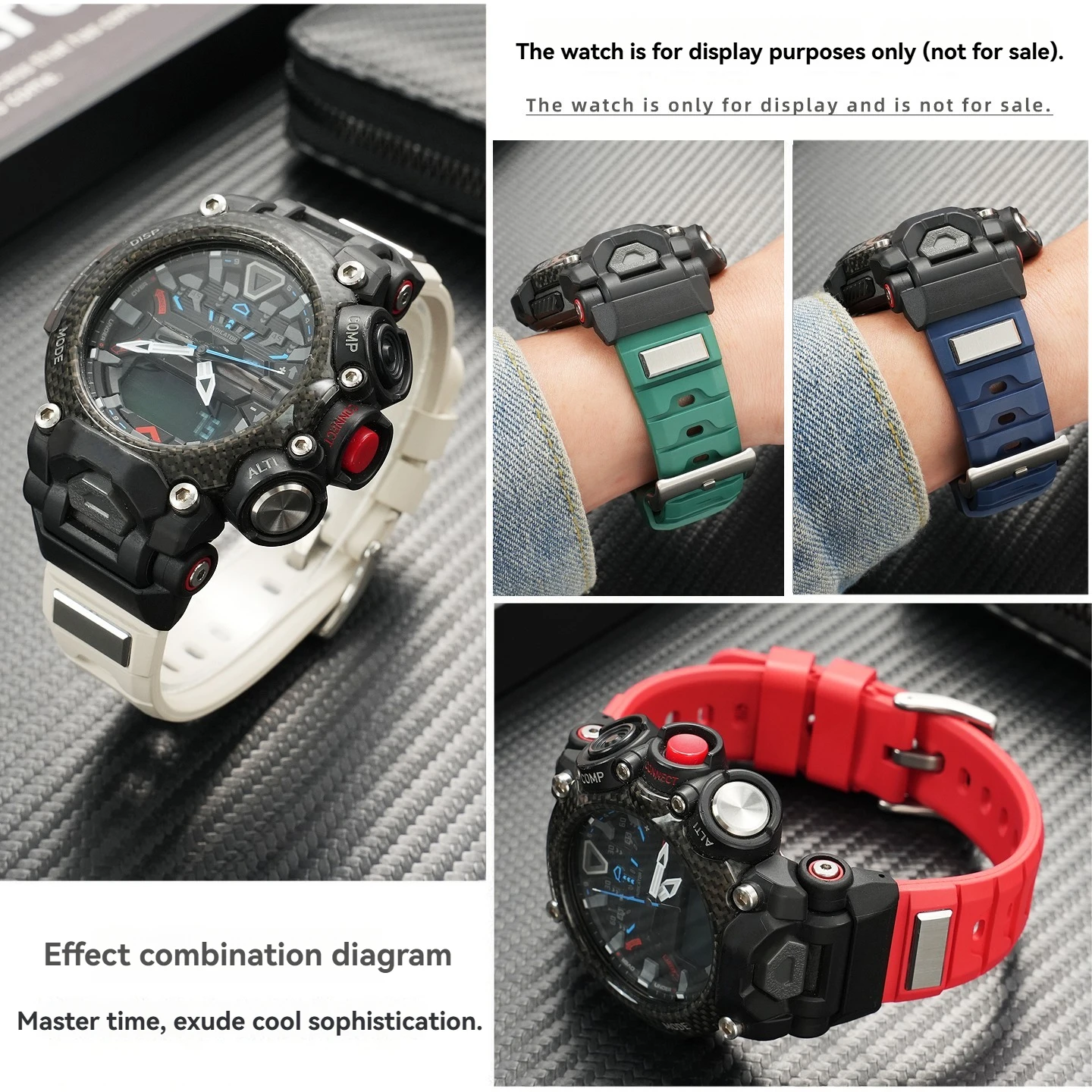 Фото Подходит для спортивных водонепроницаемых часов Casio G-SHOCK серии GR-B200 из модифицированной фторкаучуковой смолы с аксессуарами для мужчин. №3