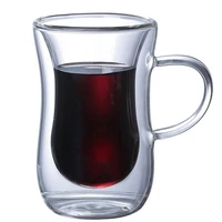 glass cup double wall heat resistant 50ml portable transparent mug tea coffee with handle beer whiskey 150ml