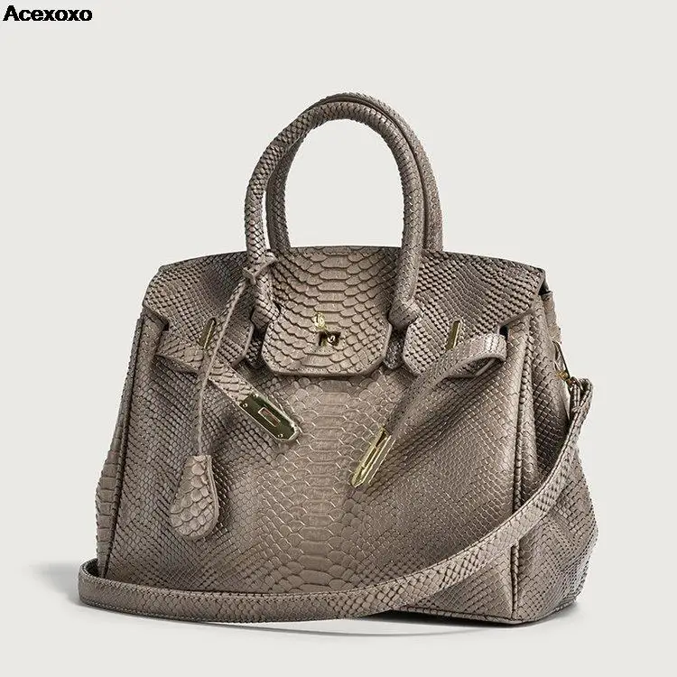 

Осенне-зимняя вместительная сумка из змеиной кожи Birkin