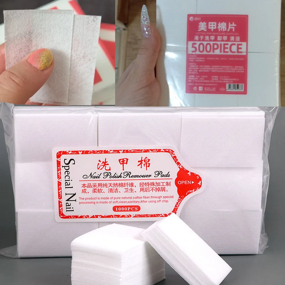 

100/500/1000Pcs Remover Nail Polish Wipes Lint Paper 6x3.9cm White color Cotton Nail Art Removal Wipes For Nail Clean Tool *-1