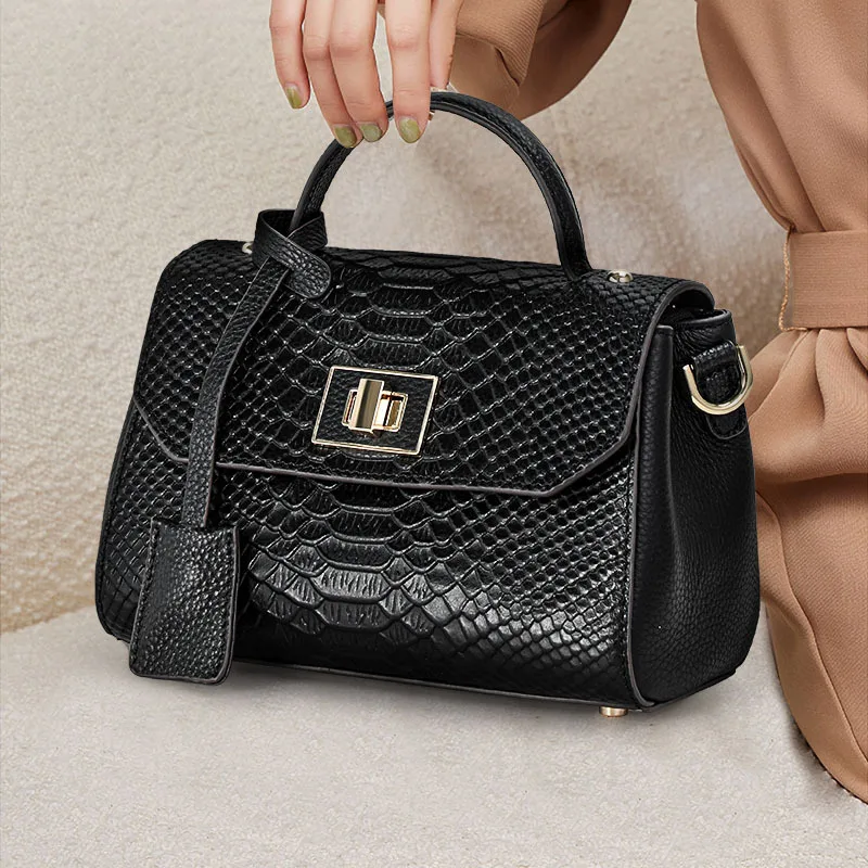 New full leather handbag First leather shoulder bag Real skin super quality purse Women's bag