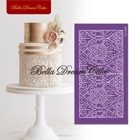 gothic art style mesh stencil diy royal cream choaolate fondant mould fabric wedding cake border template cake decorating tools