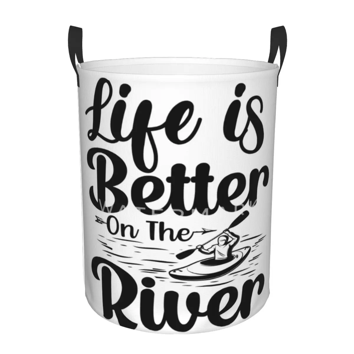 

Life Is Better On The River, River Lover Circular hamper,Storage Basket Sturdy and durableGreat for kitchensStorage of clothes