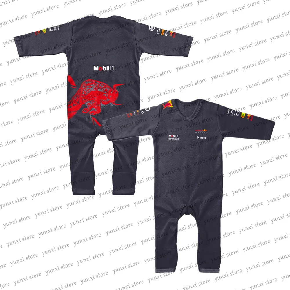 Baby Boy Crew Neck Long Sleeve Jumpsuit Fan Racing Crawl Suit 2022 New Hot Sale F1 Baby Red Animal 3D Print Spring Sportswear
