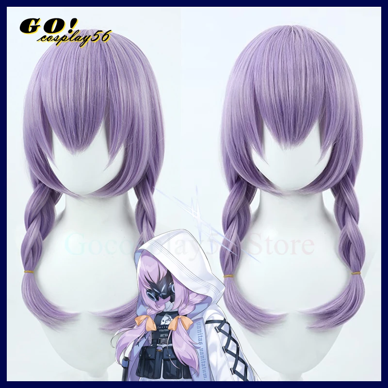 

Blue Archive Hakari Atsuko Cosplay Wig Purple Braided Ponytails 55cm Long Hair Heat Resistant Synthetic Headwear