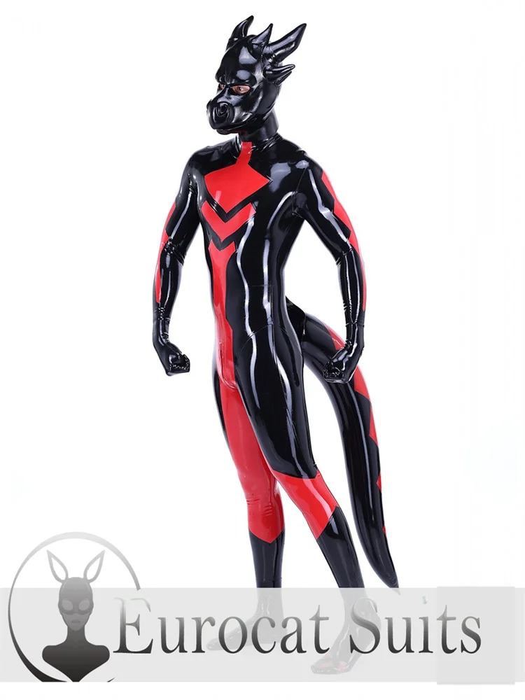 Латексный комбинезон с капюшоном для щенков