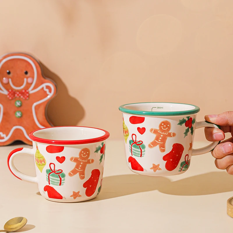 

Creative Christmas Milk Coffee Teacup With Decal Ceramic Christmas Mug Gift Set