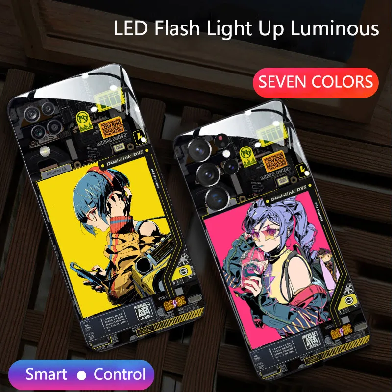 

Luminous Led Flash Call Light Case For Oneplus 9 Pro 9R 8 7 7T Pro 6 6T Nord N10 Call Smart Control Cover Glass Back Cover Case