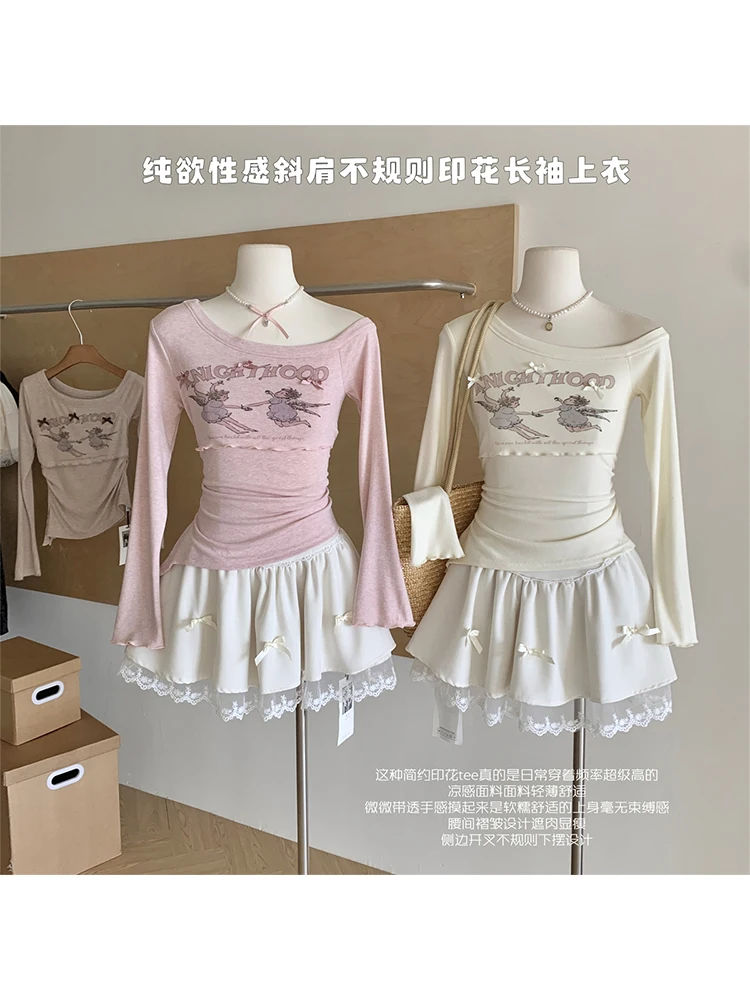 Женский укороченный топ с воротником-лодочкой модель Y2k в Корейском стиле на