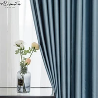 modern solid blackout curtains window for living room luxury thick cloth curtain shading for bedroom silk fabric drapes blinds
