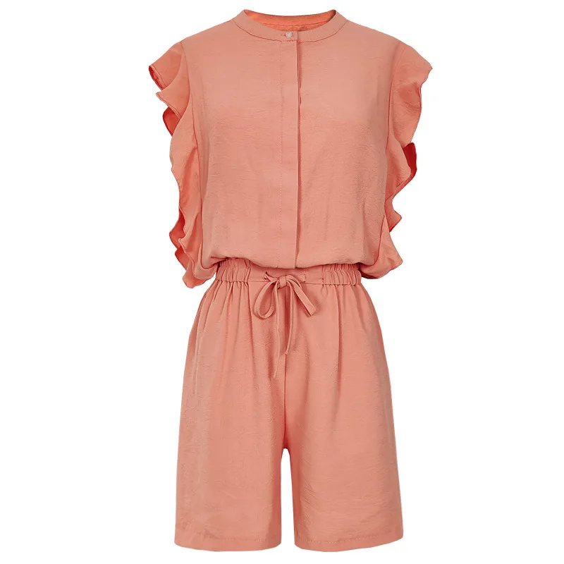 Женский элегантный костюм из двух предметов шифоновая блузка с оборками и