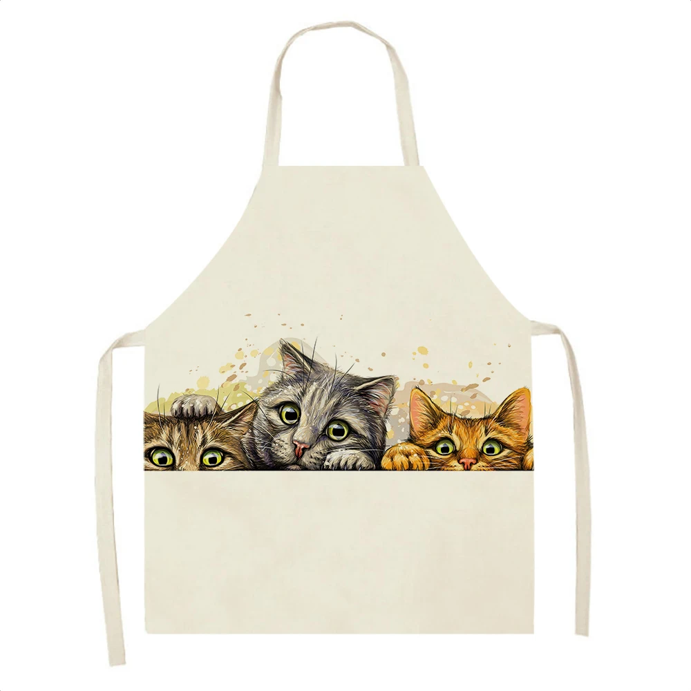 

1 PCS Lion Cat Print Kitchen Apron Antifouling Sleeveless Aprons for Women Restaurant Chef Cooking Accessories Kitchen's Apron