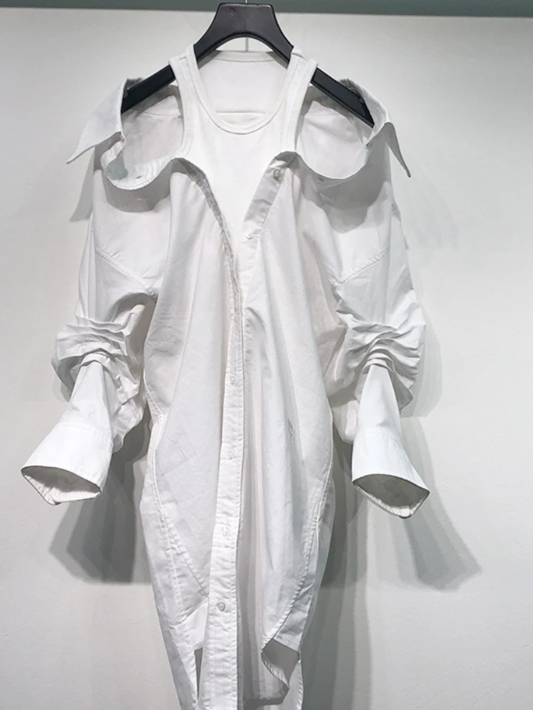 

Женское платье-рубашка с открытыми плечами, повседневное облегающее платье-рубашка с воротником-лодочкой, весна-лето 2023