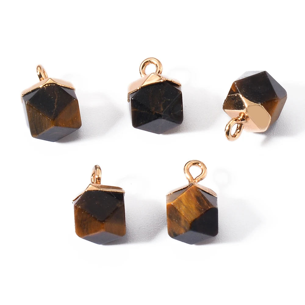 Stainless Steel Natural Stone Irregular Prism Pendant for Girl Metal Multicolor Bracelet Accessories DIY Jewelry Making Supplies