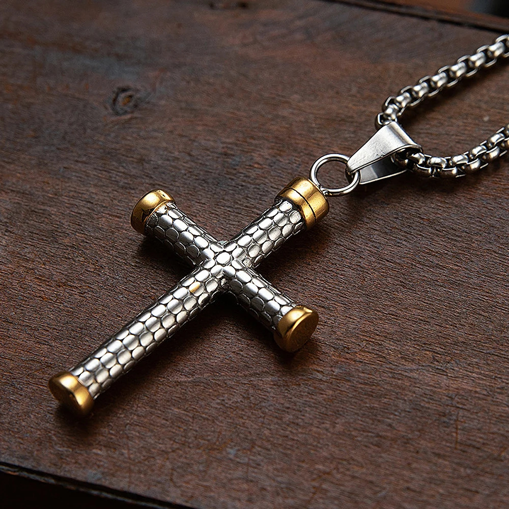 

Vintage Christian Believer Stainless Steel Cross Pendant Necklace Punk Hip Hop Biker Mens Women Necklace Amulet Jewelry Gift