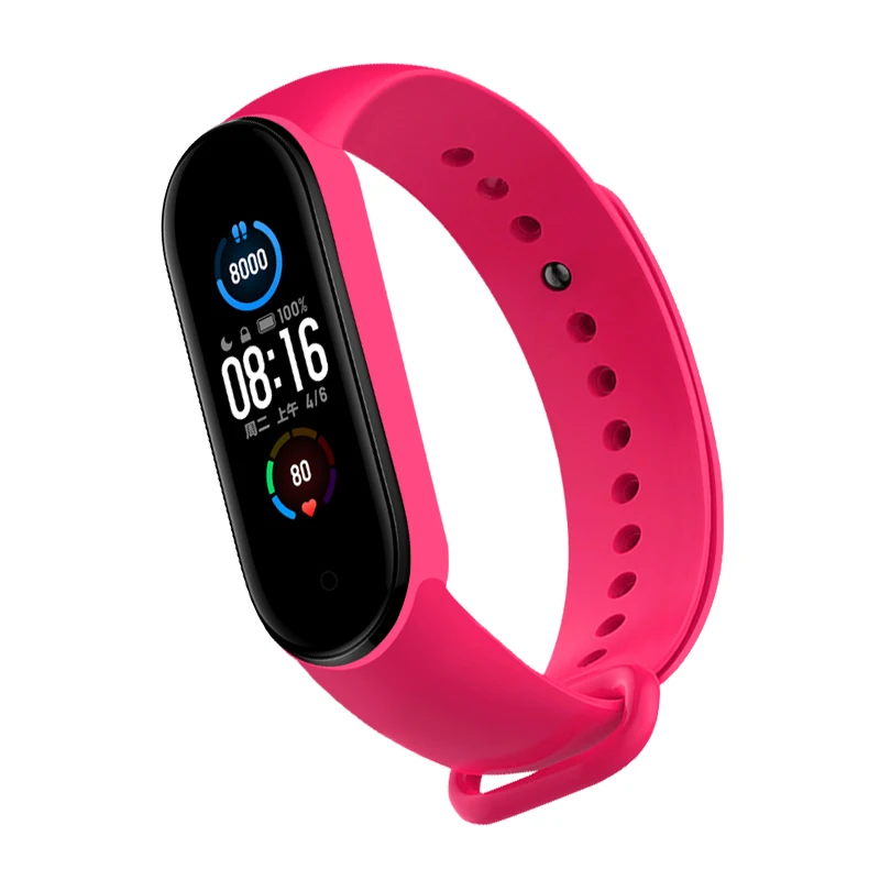 Ремешок силиконовый для Mi Band 5 сменный спортивный браслет смарт-часов Xiaomi 6