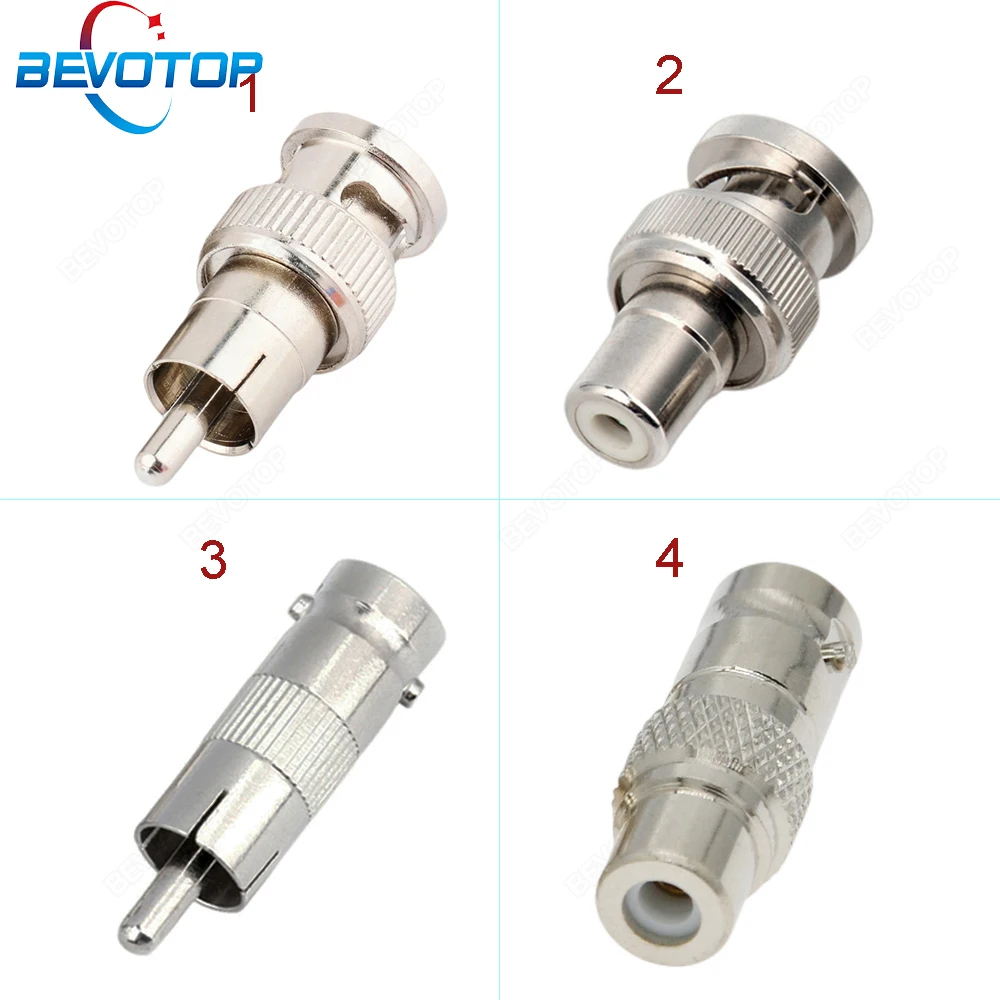 Прямой переходник BEVOTOP 2 шт./лот Q9 BNC в RCA AV «папа», «мама», адаптер RCA AV в «папа», «мама» BNC для видеонаблюдения