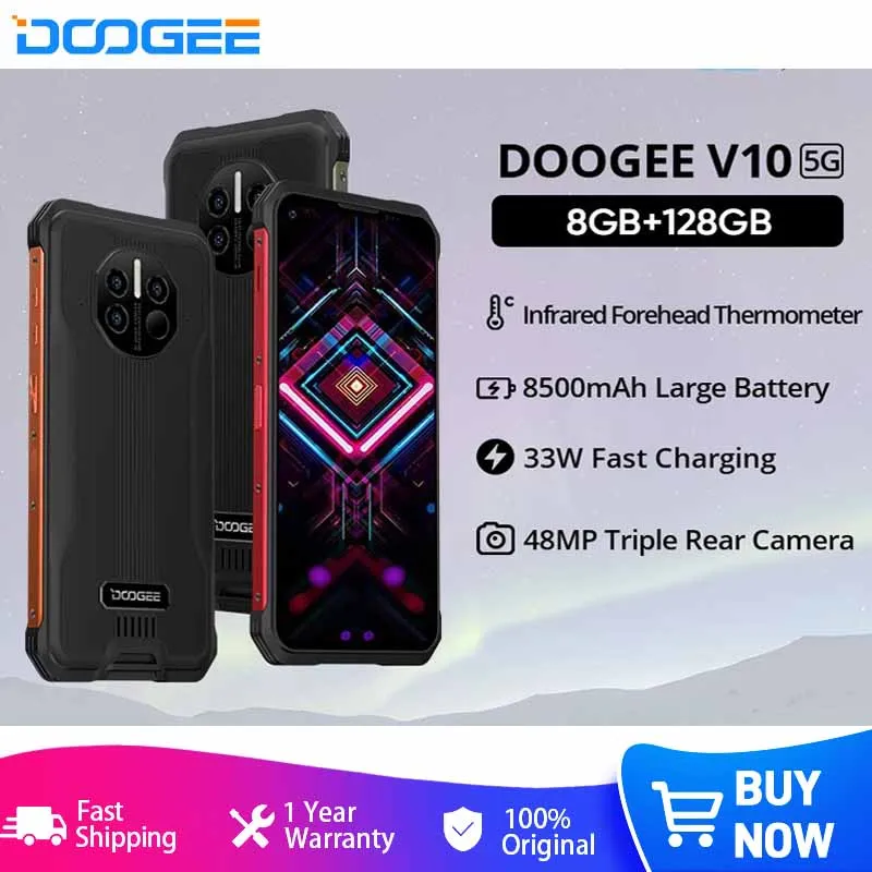 DOOGEE V10 Dual 5G Global Version Rugged Phone 8500mAh Battery 48MP Rear Camera 6.39