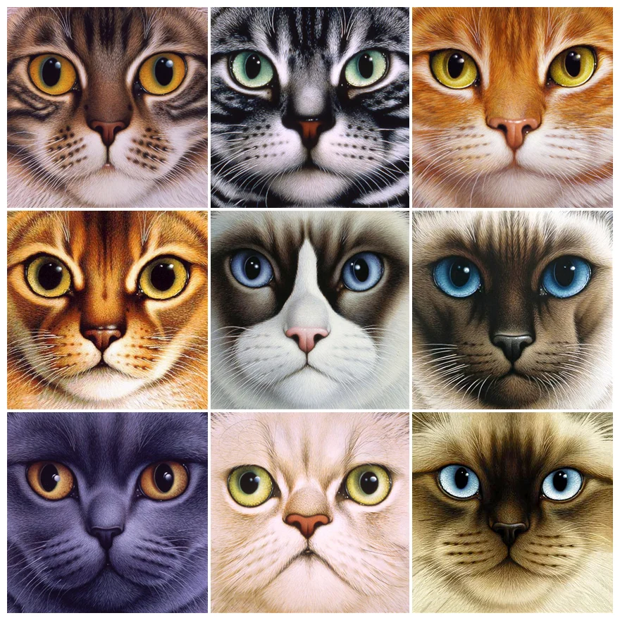 

Алмазная живопись 5D «сделай сам», вышивка с изображением животного, кота, Набор для вышивки крестиком, Ручная инкрустация, детские подарки, украшение для стен дома