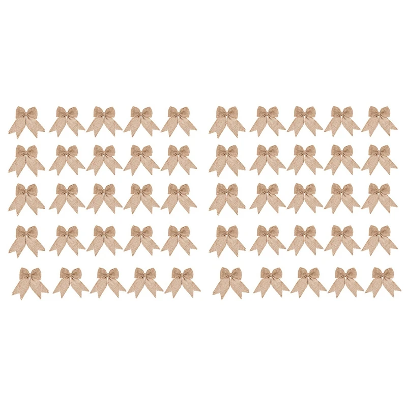 

60 Pcs Burlap Bows Burlap Bow Knot Handmade Burlap For Christmas Decorate Tree Festival Holiday Party Supplies